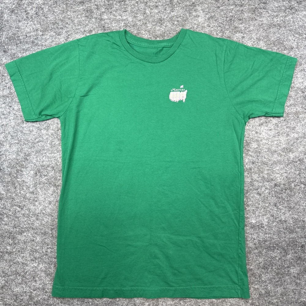 Masters t-shirt kids XL green pink short sleeve cotton casual golf fan classic